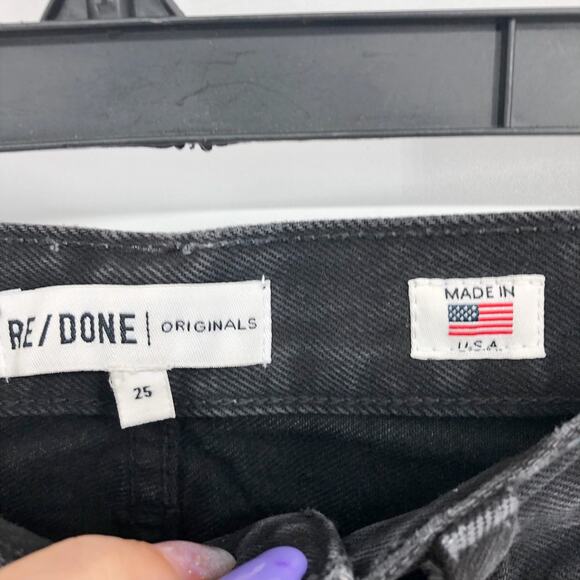 RE/DONE Women's Originals Stove Pipe Jeans 0/25 Washed Black Ripped Knee NWT - Picture 8 of 9